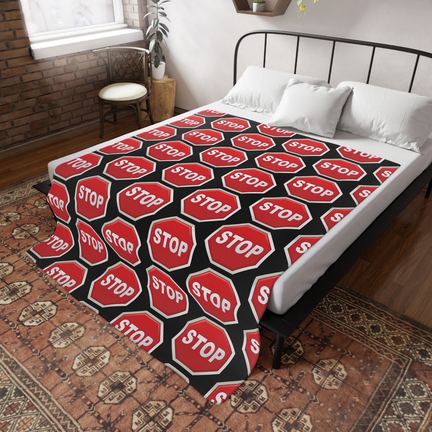 Stop sign Fleece Blanket