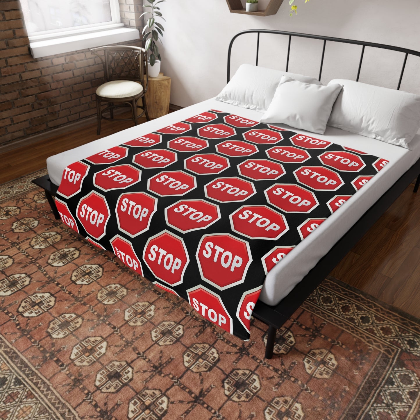 Stop sign Fleece Blanket