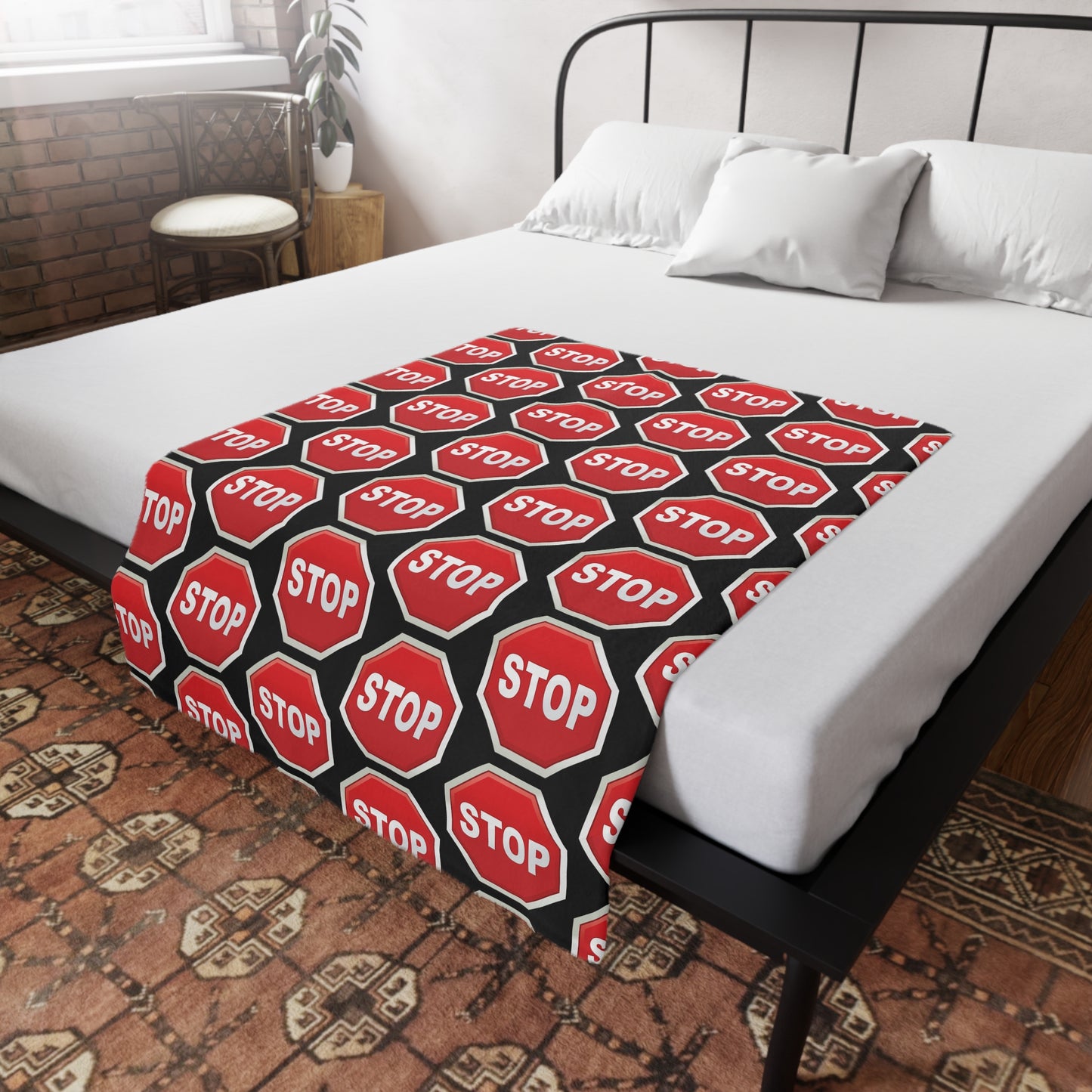 Stop sign Fleece Blanket